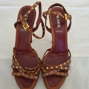 100% authentic PRADA sandals color Brown , size 39 fits size 8.5 US.
